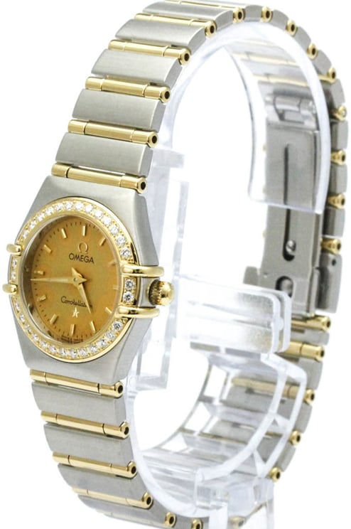 Omega Omega Constellation Quartz Watch Stainless Steel and Yellow Gold with Diamond Bezel and Mother of Pearl 23