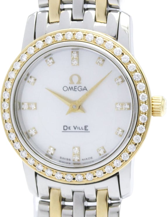 Omega Omega De Ville Prestige Quartz Stainless Steel and Yellow Gold with Diamond Bezel and Markers 22