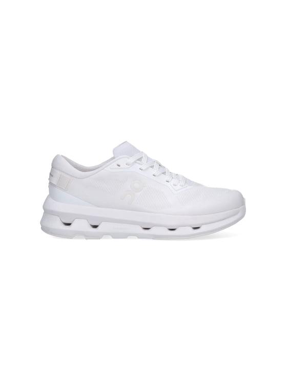 ON White Cloudzone Segmented Sole Fabric Sneakers
