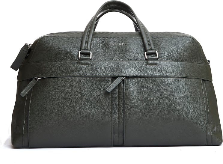Orciani Borsone Da Viaggio Pelle Verde Oliva