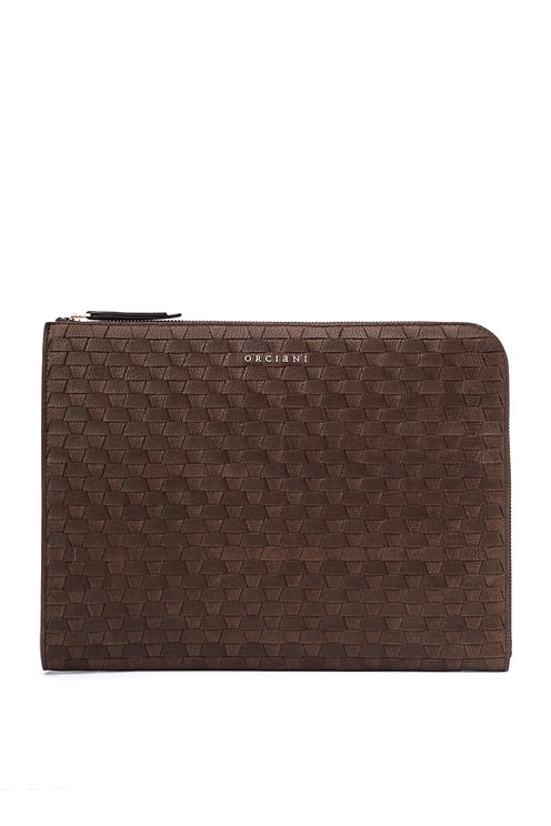 Orciani Woven Leather Document Pouch