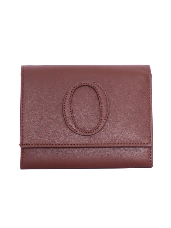 Orciani Burgundy Stitched Fold Over Wallet