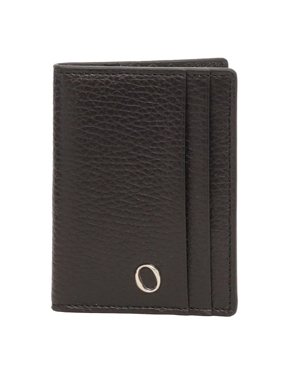 Orciani Textured Black Calf Leather Cardholder