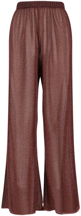 Oséree "Lumière" Trousers In Semi-Transparent Brown Metallic Fabric