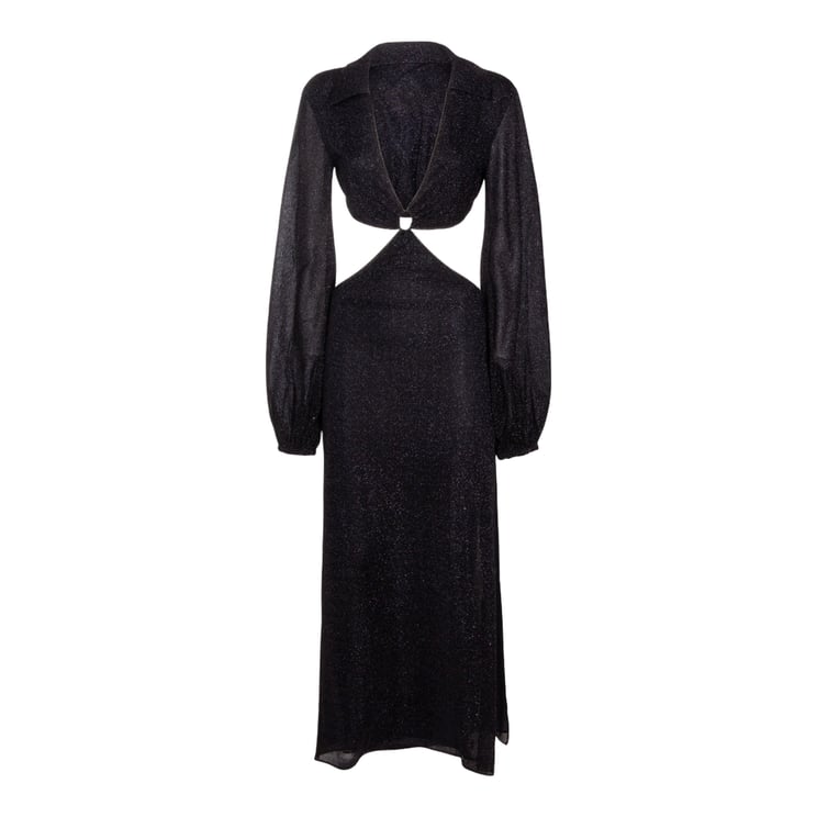 Oséree Classic Silhouette Black Dress With Smooth Texture