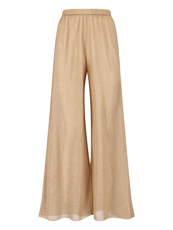 Oséree Gold Lumière Metallic Wide-Leg Sheer Pants