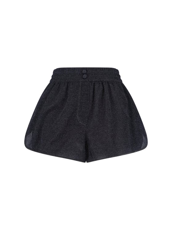 Oséree "Lumière" Oseree Shorts In Black Metallic Semi-Sheer Fabric