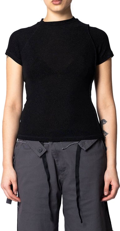 Ottolinger DECONSTRUCTED LUREX TOP BLACK