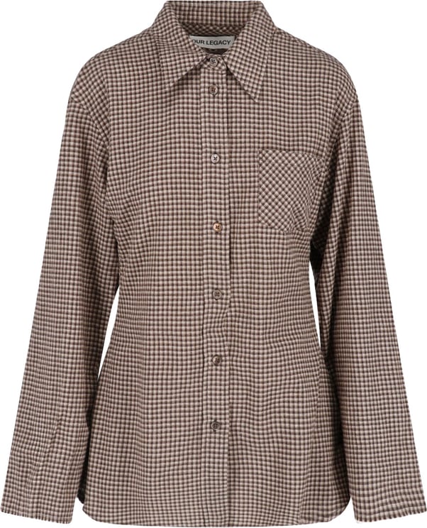 Our Legacy Brown Checkered Classic Collar Shirt