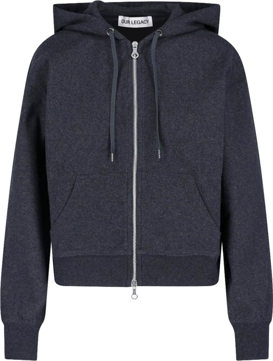 Our Legacy Dark Heathered Zip-Up Cropped Hoodie