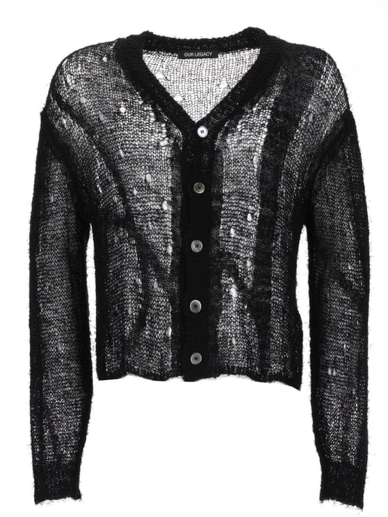 Our Legacy Neutrals Striped Loosely Knitted Linen Cardigan
