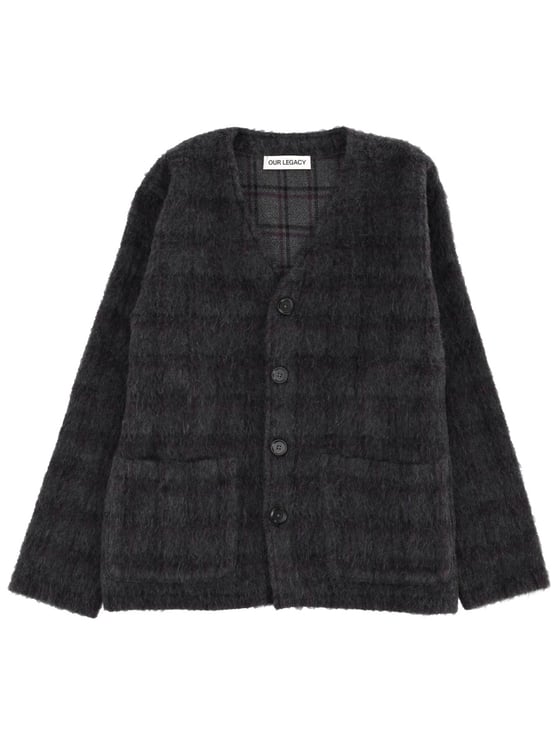 Our Legacy Soft Textured Checkered Wool-Blend Cardigan