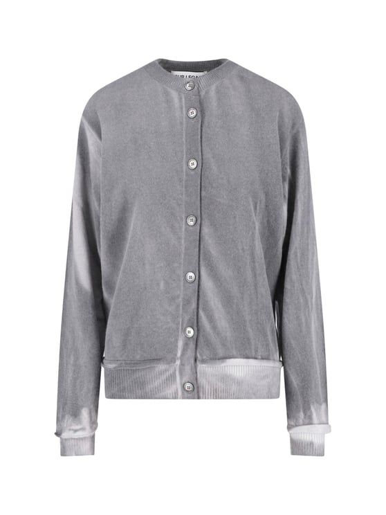Our Legacy Grey Plush Button-Up Ribbed Sweater