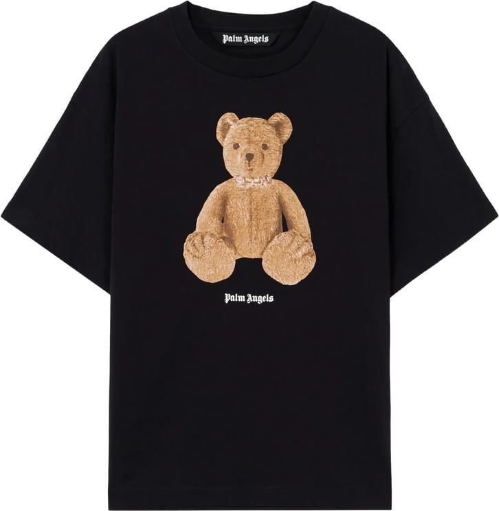 Palm Angels Black Bear Regular Graphic Cotton T-Shirt