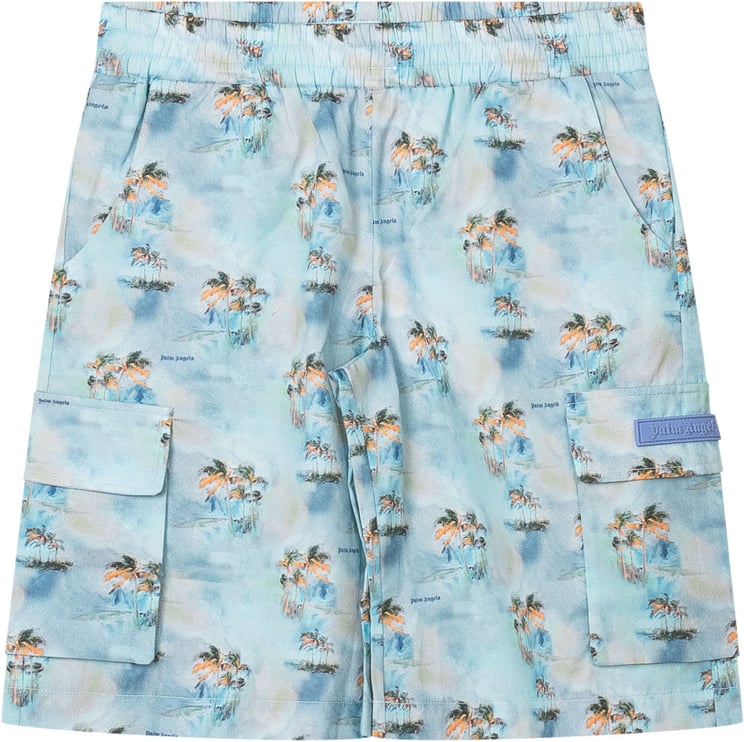Palm Angels Pantaloni Corti Cargo con Stampa Palme