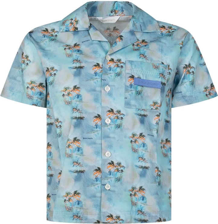 Palm Angels Camicia Bowling con Stampa Palme
