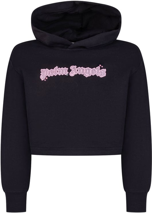 Palm Angels Felpa con Cappuccio Crop con Logo Applicato