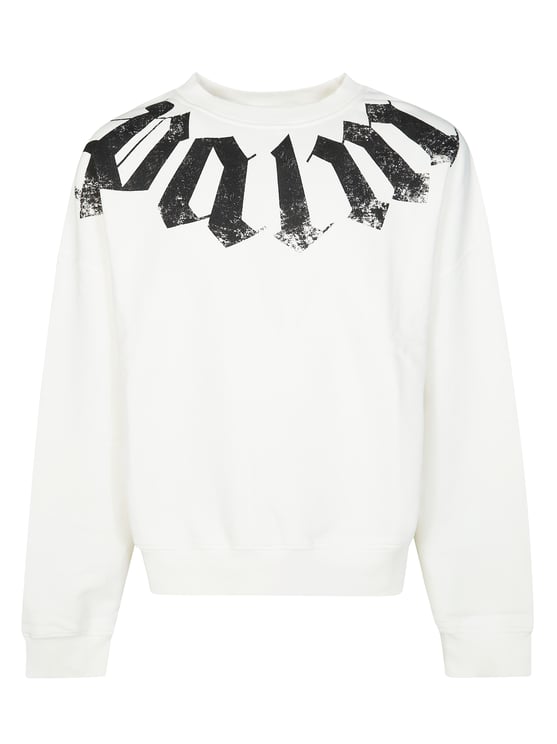 Palm Angels White Big Neck Logo Cropped Sweatshirts