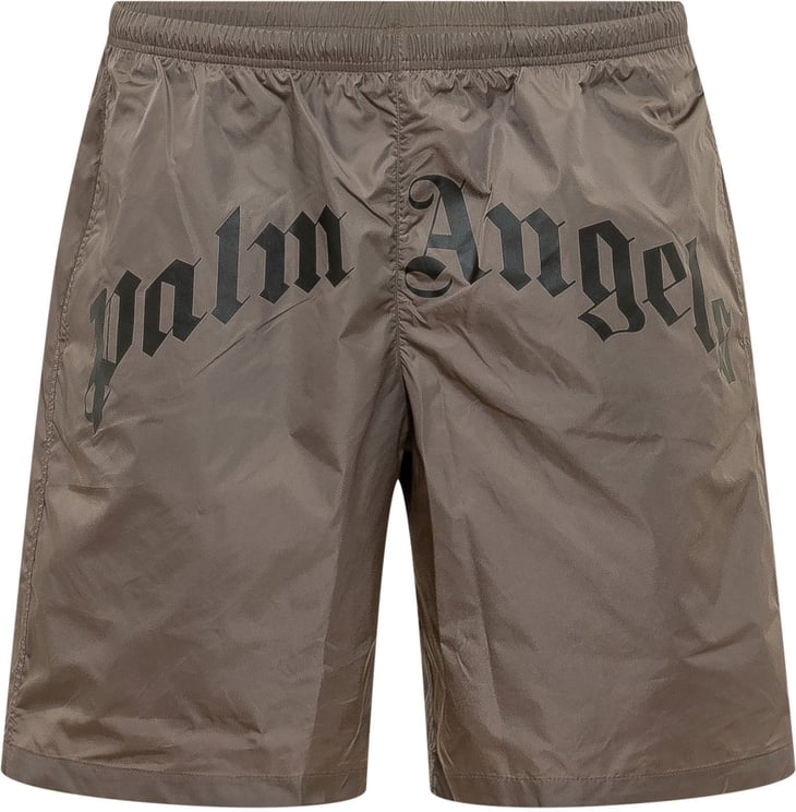 Palm Angels Costume da Bagno con Logo Curvo