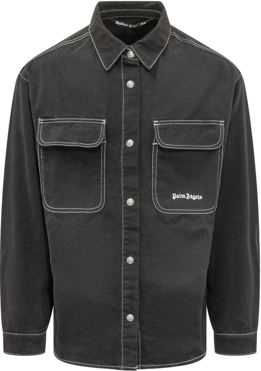 Palm Angels Camicia in Denim con Tasche e Bottoni