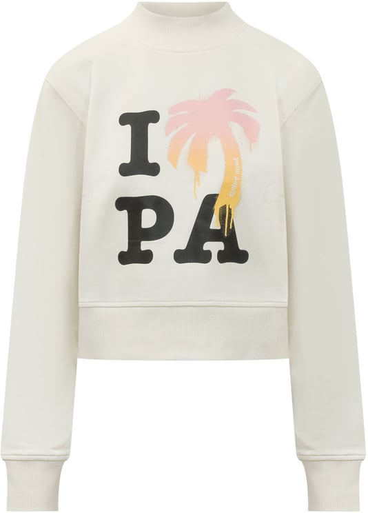 Palm Angels Felpa Cropped con Stampa Frontale