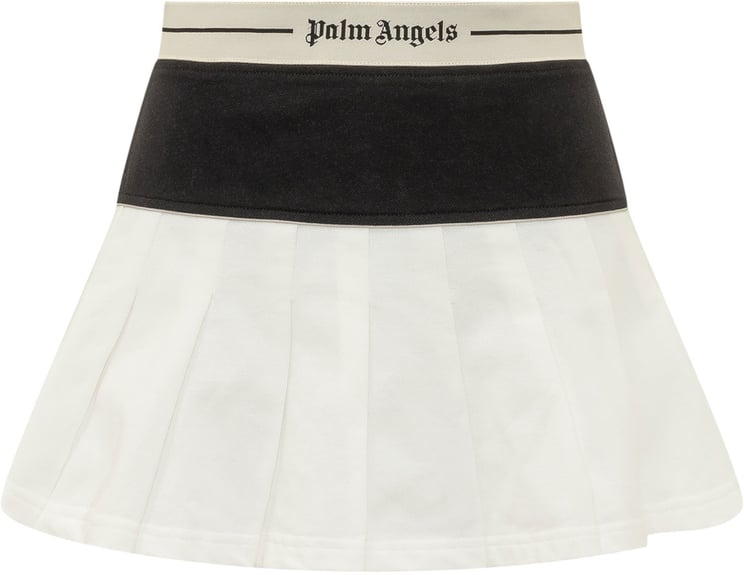 Palm Angels Gonna Corta Plissettata con Fascia Logo