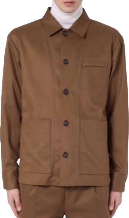 Paolo Pecora Three-Pocket Casual Brown Shirt Jacket
