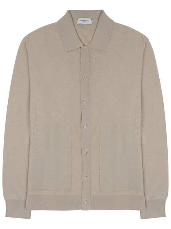 Paolo Pecora Knitted Cotton Shirt With Button-Down Front And Classic Collar