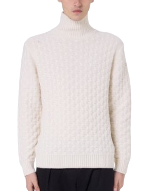 Paolo Pecora High-Neck Wool Sweater With Textured Knit