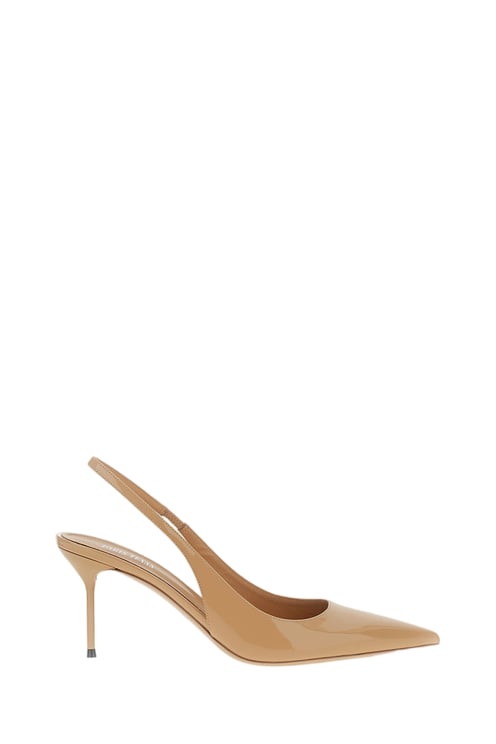 Paris Texas Beige Lidia Patent Leather Slingback Pumps