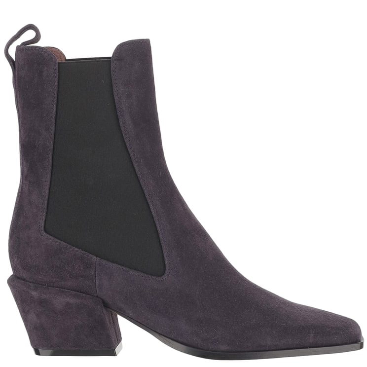Paris Texas Calf Suede Ankle Boots with Square Toe and Covered Heel