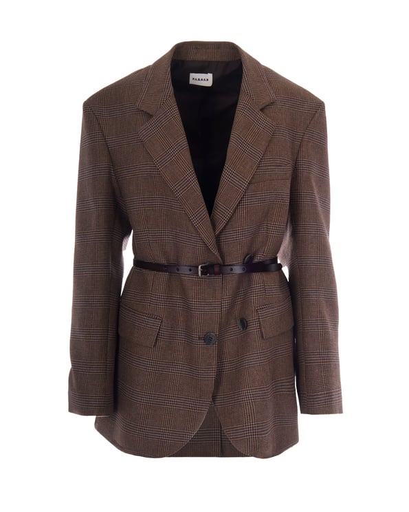 P.A.R.O.S.H. Patterned Brown Viscose-Blend Blazer
