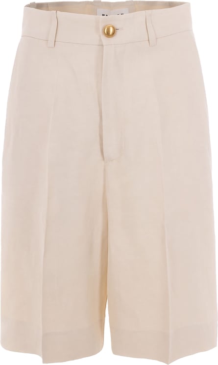 P.A.R.O.S.H. Cream Linen Bermuda Shorts