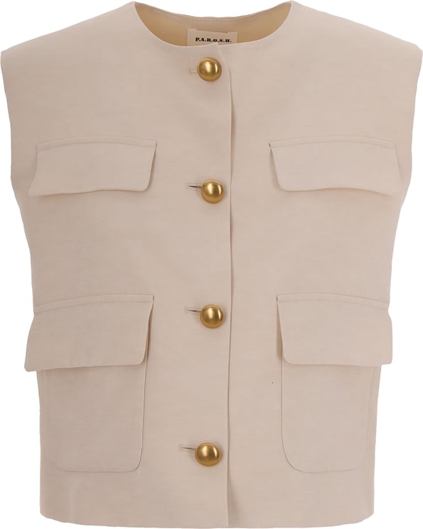 P.A.R.O.S.H. Cream Linen Gilet