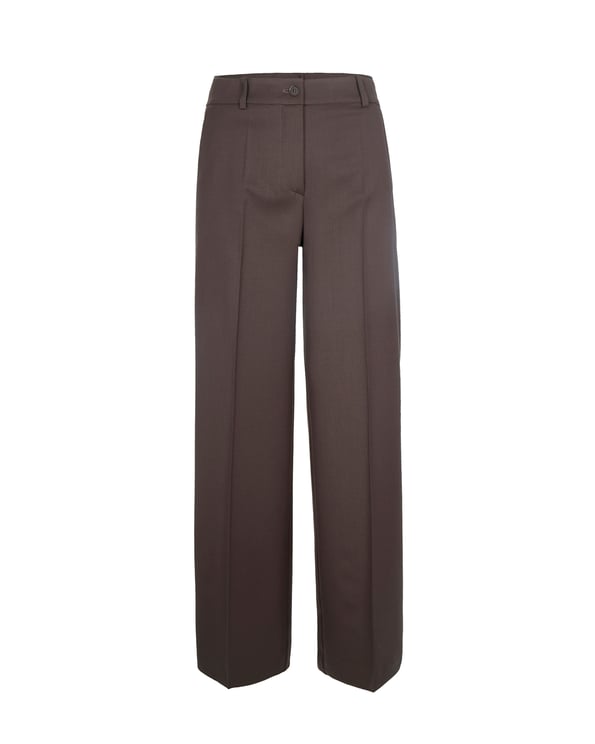P.A.R.O.S.H. Dark Brown Wide-Leg Virgin Wool Pants