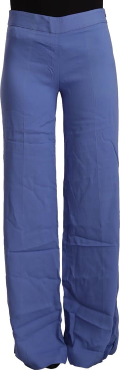 P.A.R.O.S.H. P.A.R.O.S.H. Blue High Waist Viscose Straight Wide Leg Pants