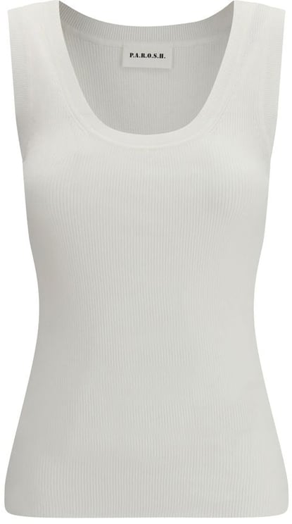 P.A.R.O.S.H. P.A.R.O.S.H. Beige Cotton Sleeveles T-Shirt