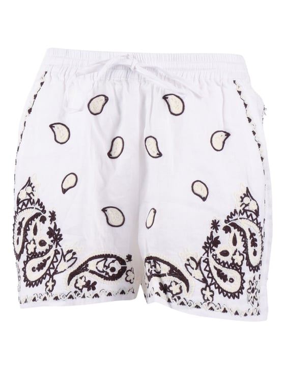 P.A.R.O.S.H. Linen Paisley Embroidered Shorts