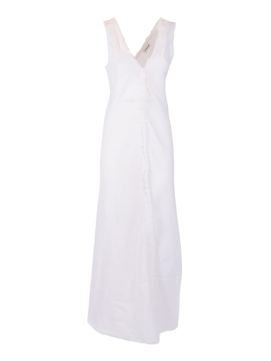 P.A.R.O.S.H. Sleeveless Frayed V Neck Midi Dress