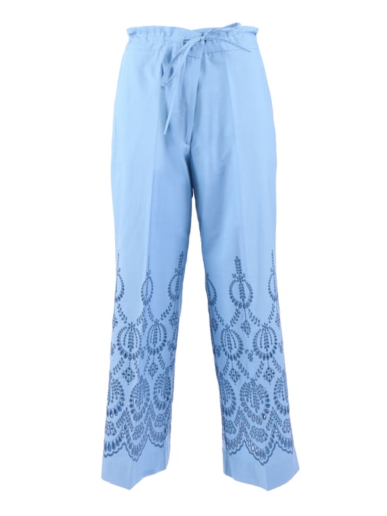 P.A.R.O.S.H. Cropped Wide Embroidered Straight-Leg Pants