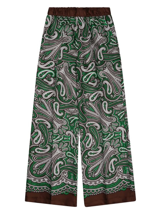 P.A.R.O.S.H. Wide-Leg Silk Trousers With Paisley Pattern And Elastic Waistband