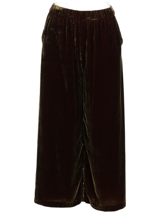P.A.R.O.S.H. Velvety Brown Pants with Relaxed Fit and Subtle Sheen