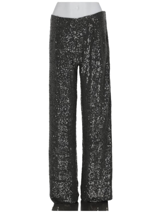 P.A.R.O.S.H. Straight-Leg Pants with Shimmering Sequin Embellishments