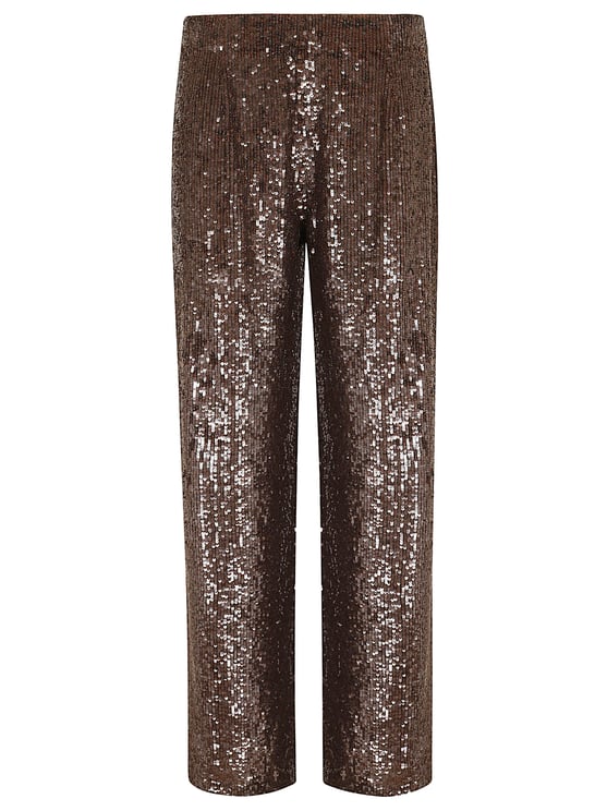 P.A.R.O.S.H. Sequined Trousers with Fitted Silhouette and Flared Hem