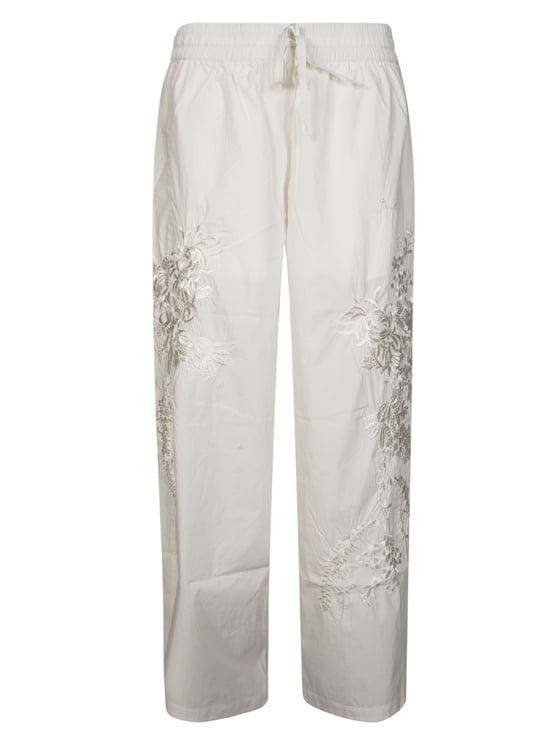 P.A.R.O.S.H. Wide Leg Floral Embroidered Pants