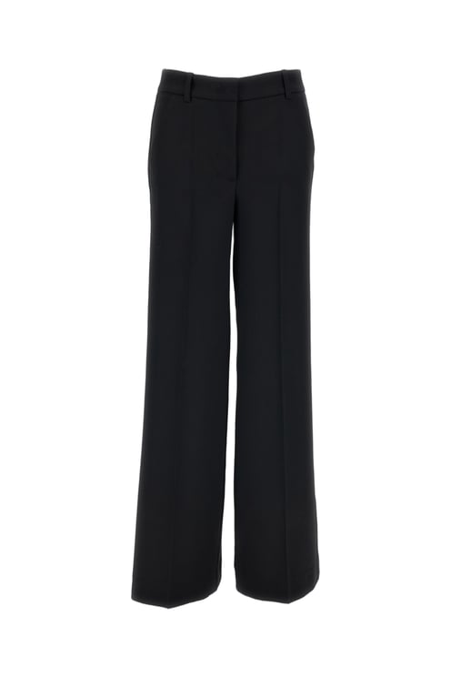 P.A.R.O.S.H. Black Stretch Wool Satin Stripe Tailored Pants