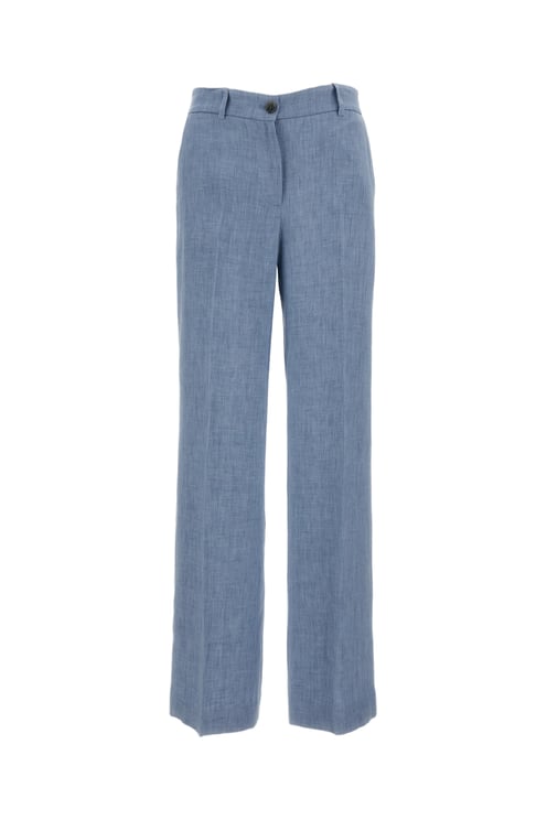 P.A.R.O.S.H. Light Blue Linen Blend Wide-Leg Trousers