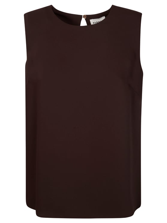 P.A.R.O.S.H. Sleeveless Cady Keyhole Back Blouse