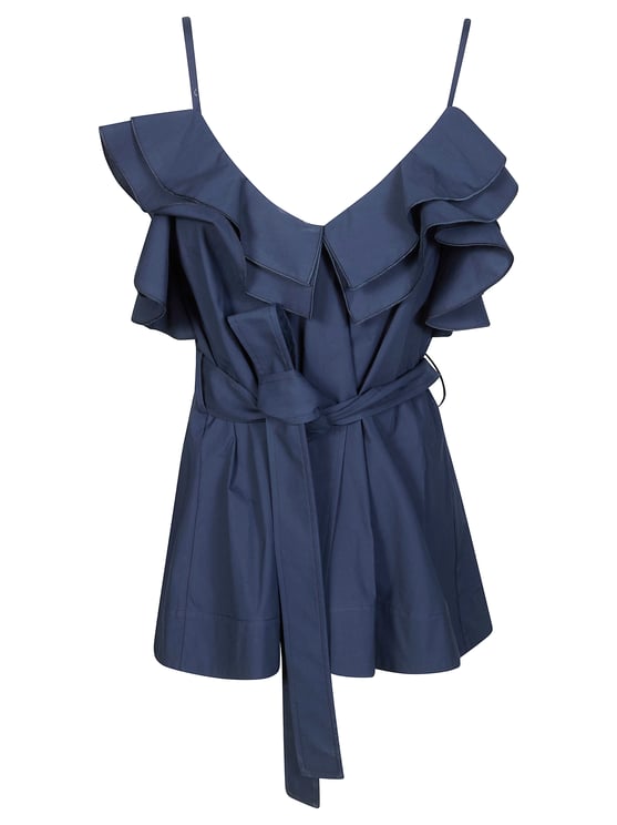 P.A.R.O.S.H. Sleeveless Deep V Neck Ruffled Top