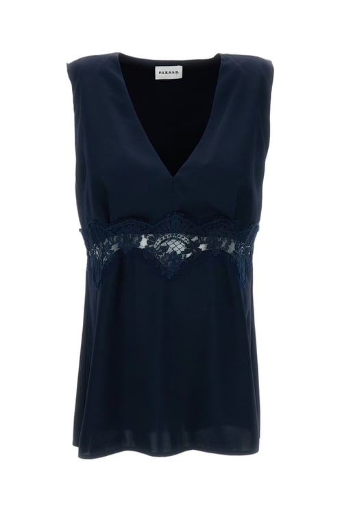 P.A.R.O.S.H. V-neck Sleeveless Top with Lace Insert